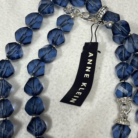 Anne Klein Blue and Silver Beaded Necklace Set - Picture 3 of 4